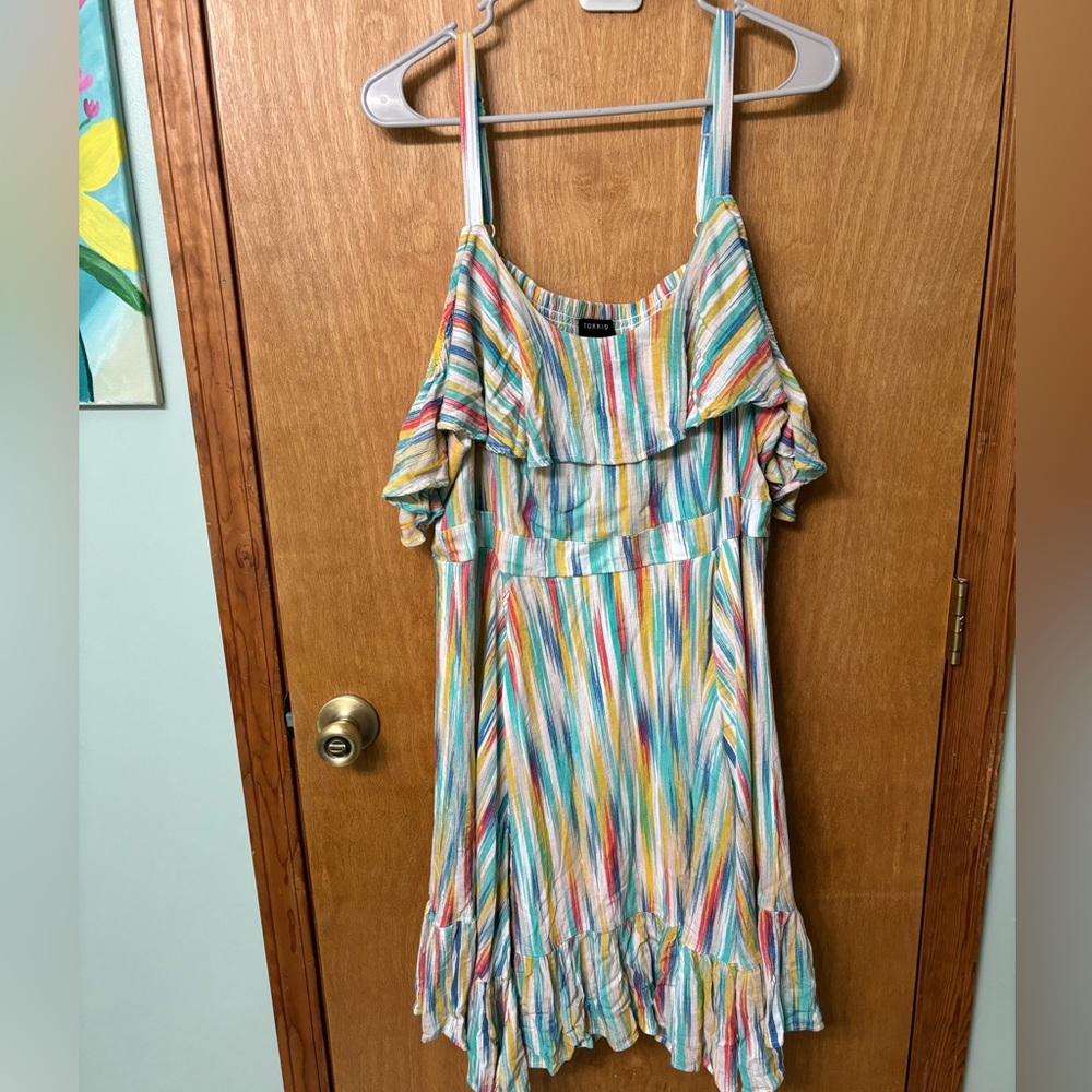 torrid Multicolor Striped Ruffle Sundress